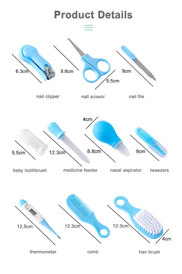 Baby Grooming Kit – 10 Pcs Set (Blue)