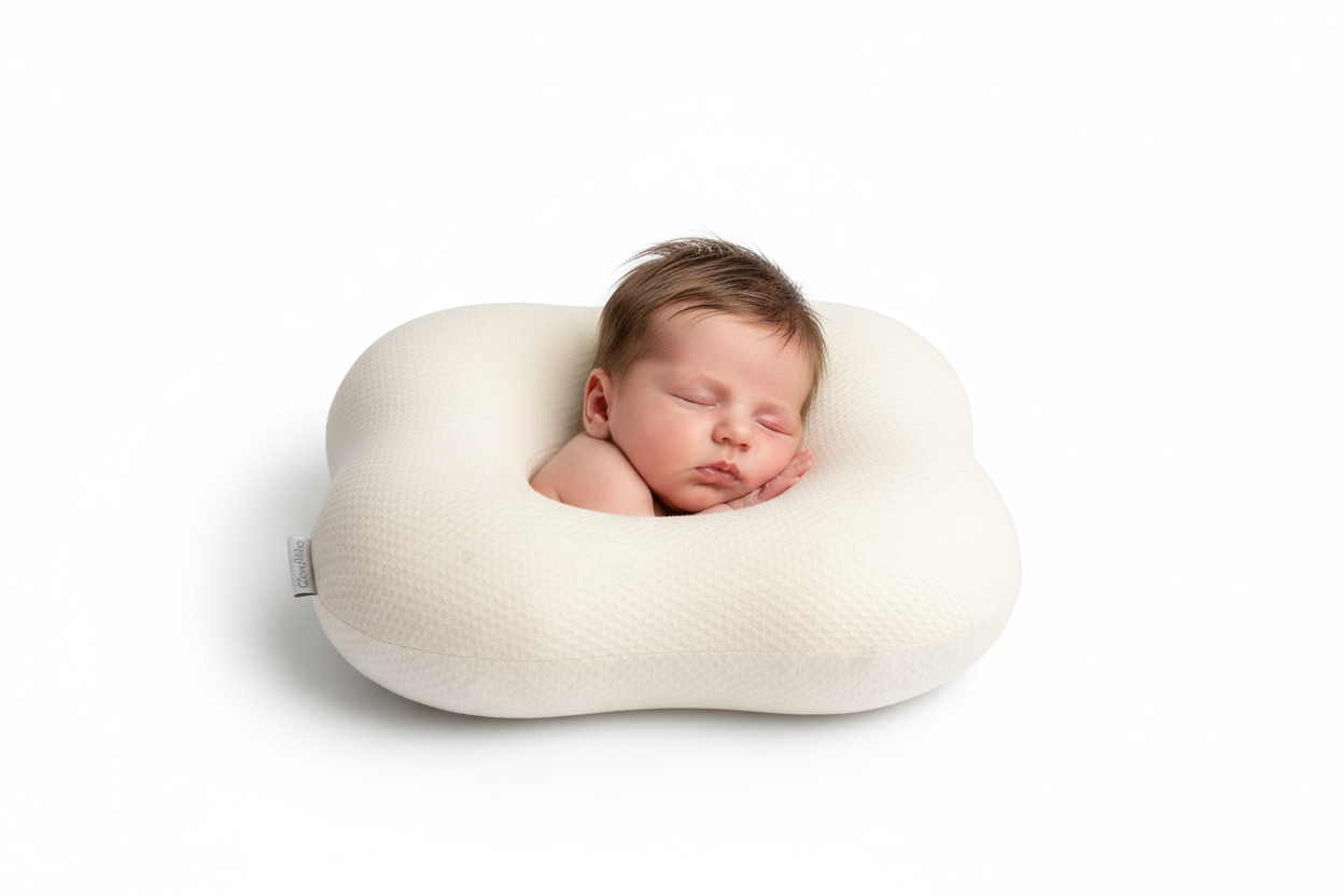 Adjustable Baby Head Shaping Pillow under the baby head and pic click on front